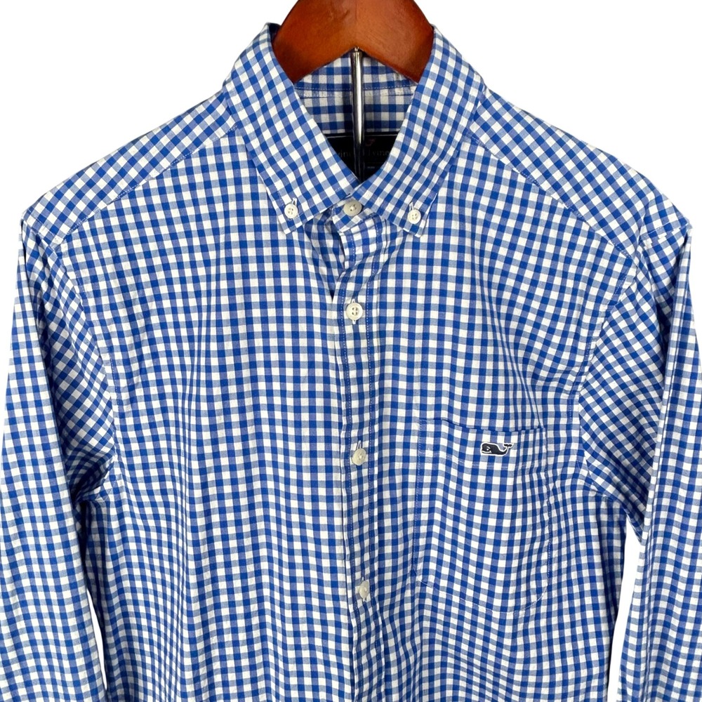 Vineyard Vines Mens Classic Fit Tucker Shirt Blue White Gingham Check Small S - Picture 3 of 6